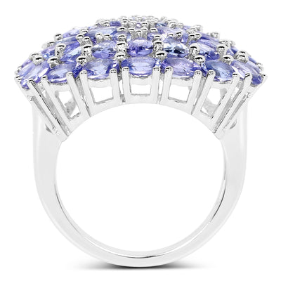 Bague en cluster en tanzanite véritable de 5,93 carats en argent sterling