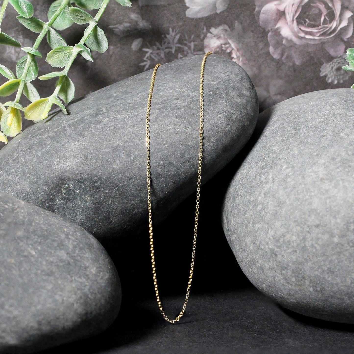 14k Yellow Gold Diamond Cut Cable Link Chain - 0.8mm