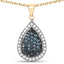 14K Yellow Gold Plated Blue & White Diamond Pendant