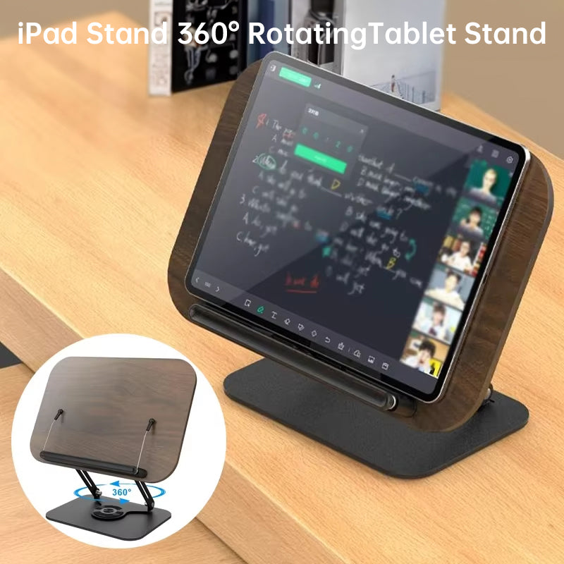 Adjustable 360° Rotating Book Stand with Elastic Clips, for Cookbooks, Laptops & More - Korvel