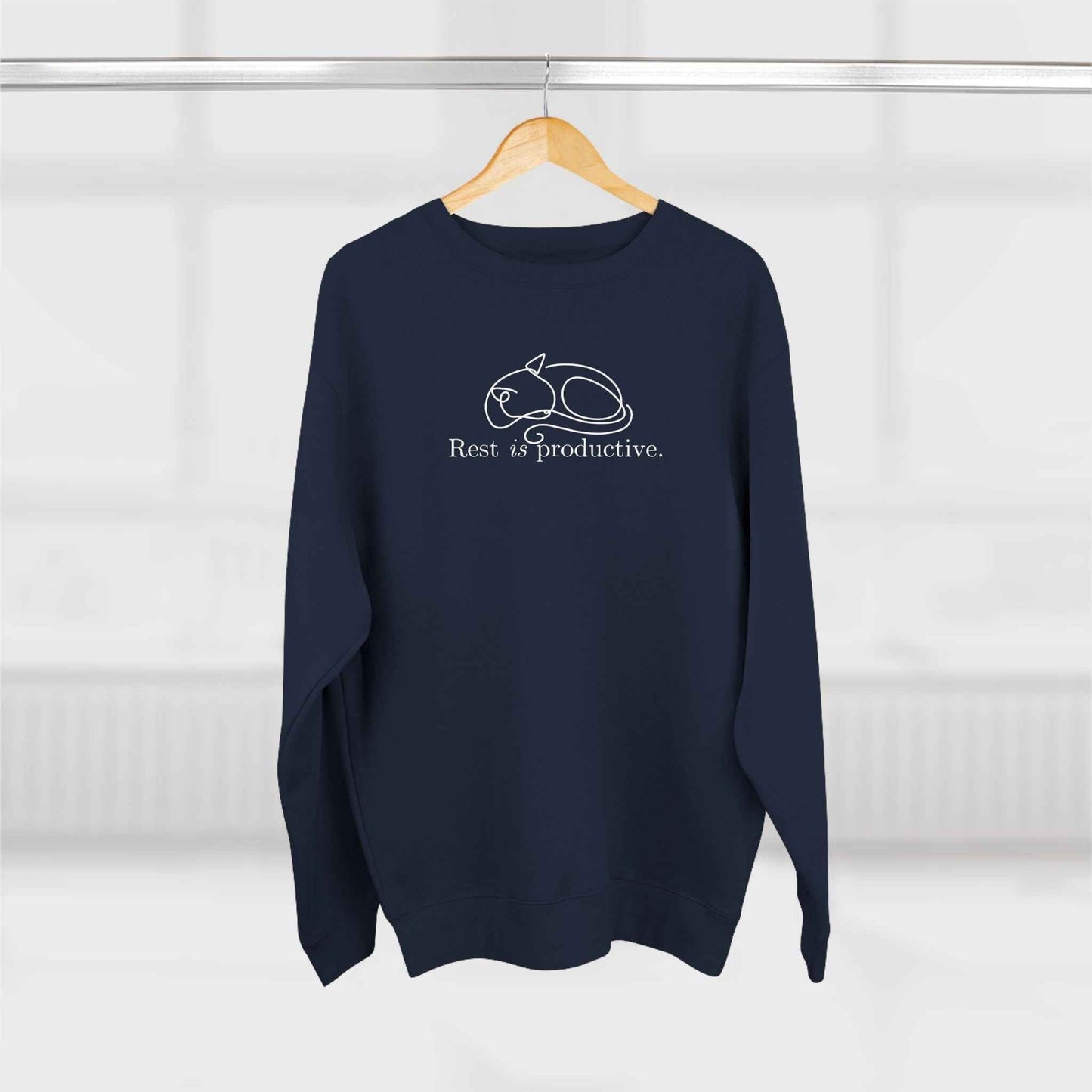 Sudadera Minimalista de Gato 'Descansar es Productivo'
