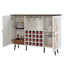 White Faux Rattan Barn Door Wine Cabinet with Wine Rack and Wine Glass Rack, Double Door Design with Removable Shelves - Korvel