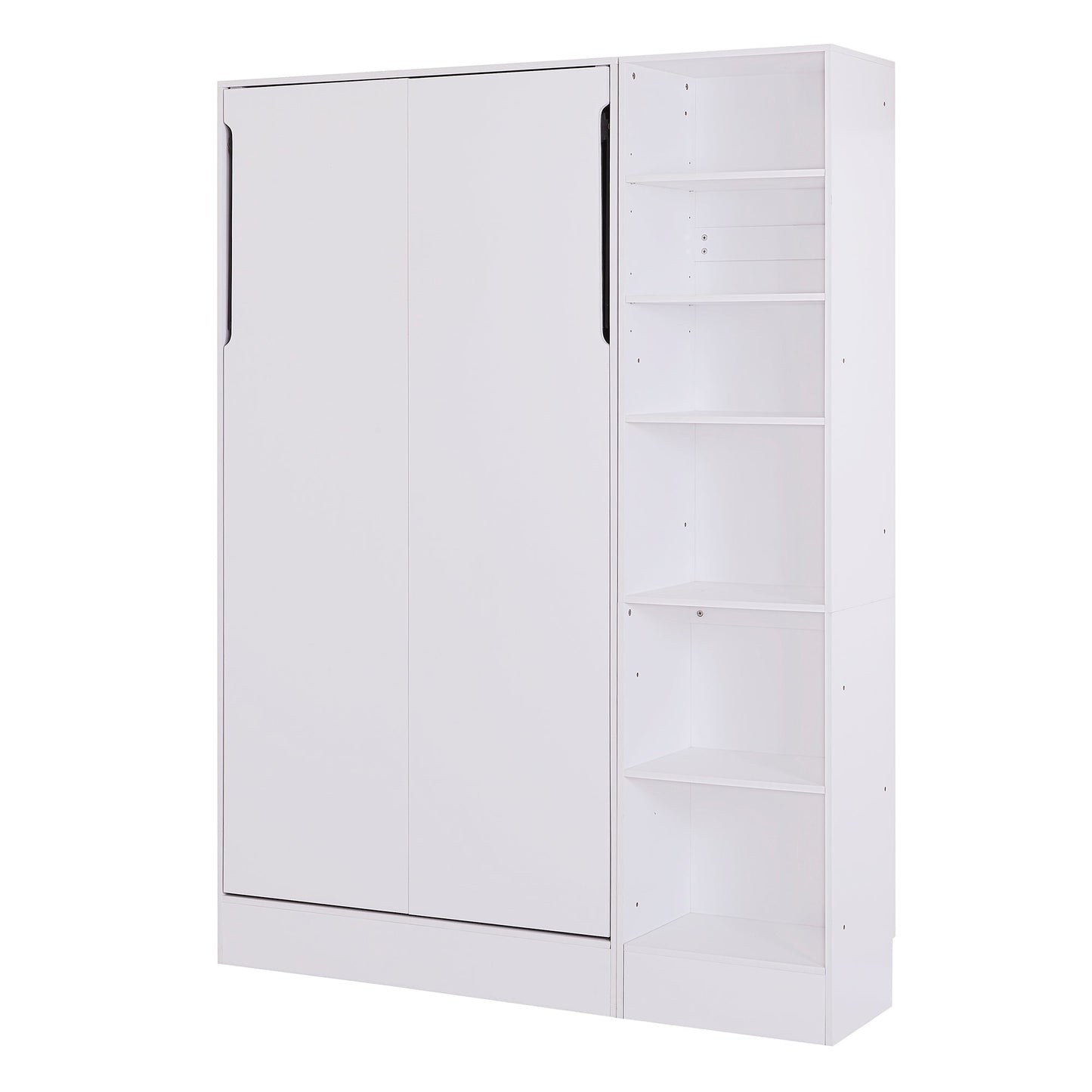 Twin Size Murphy Bed Wall Bed with Sofa and Shelves - White