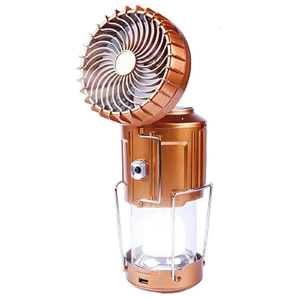 Portable Outdoor LED Camping Lantern With Fan Solar Charge Rechargeable Light Hanging Tent Lamp Fish Flashlight - Korvel