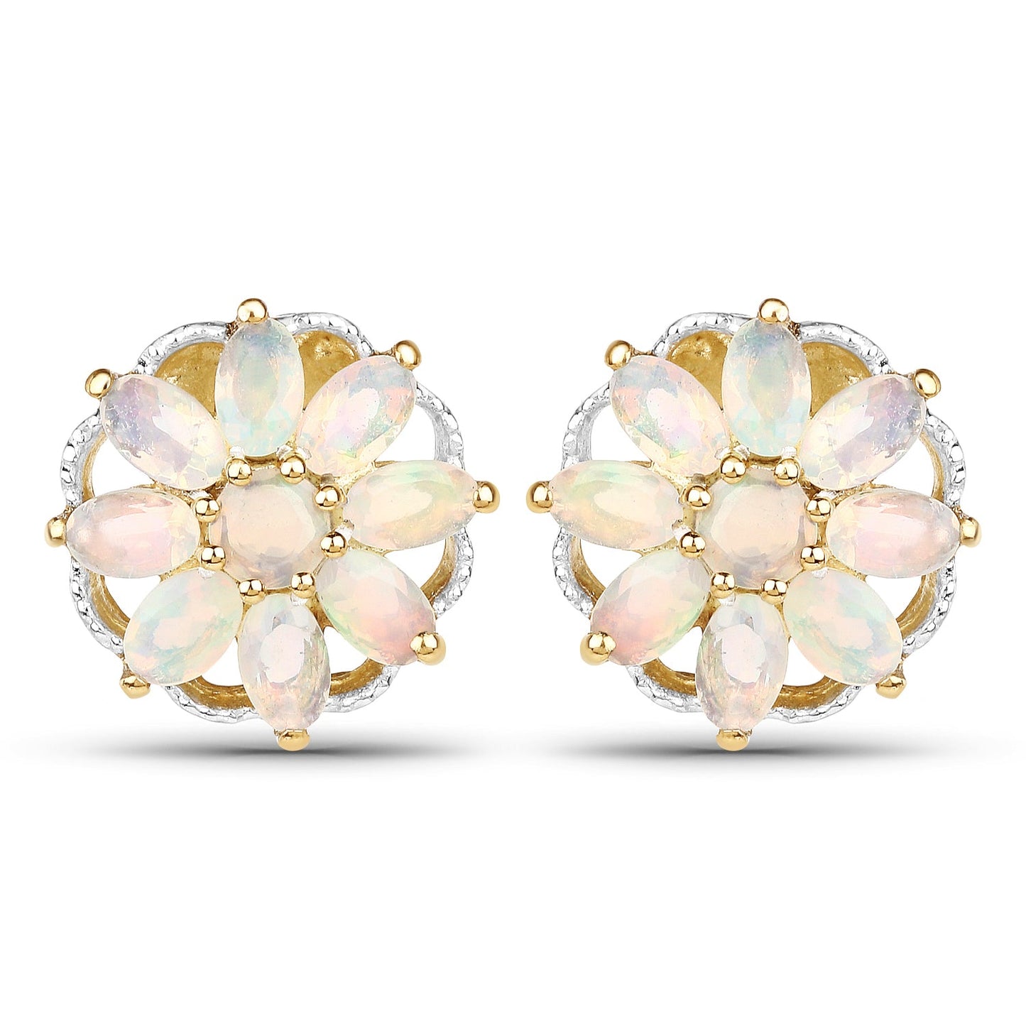 Pendientes de Ópalo Etíope Chapados en Oro Amarillo de 14K en Plata de Ley