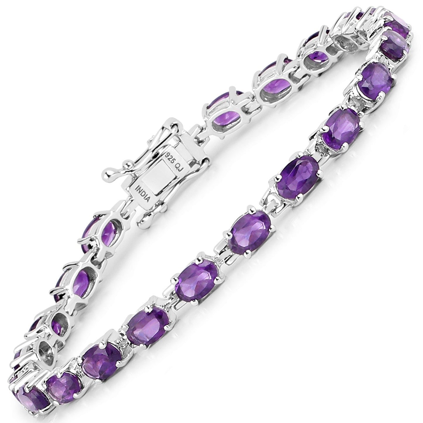 7.98 Carat Genuine Amethyst Sterling Silver Bracelet