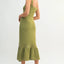 Elegant Ruffled Hem Sleeveless Crochet Knit Midi Dress
