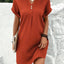 Vestido Pullover V-Neck de Dos Botones Elegante