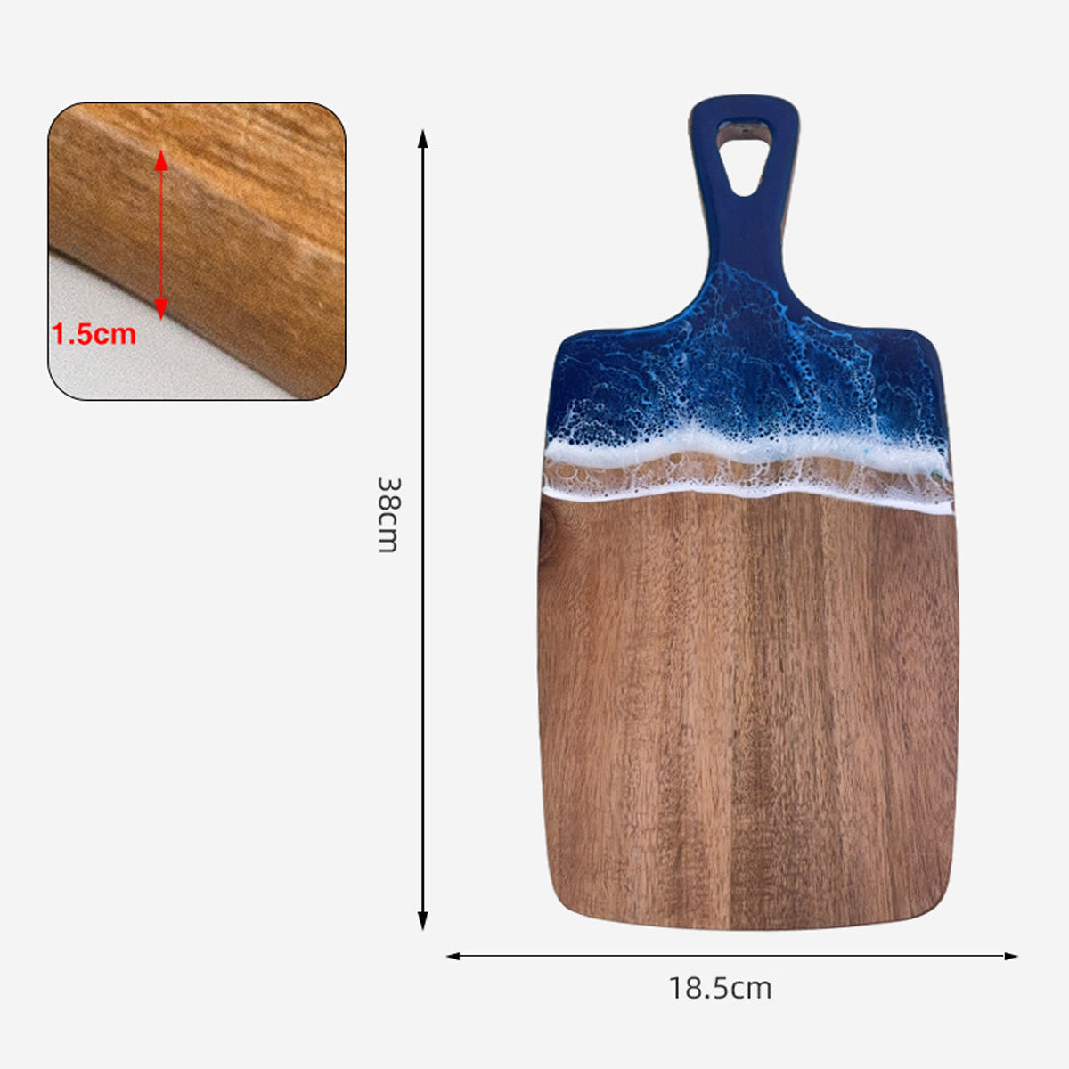 Wood Cutting Board Resin Blue green Wave Pattern - Korvel