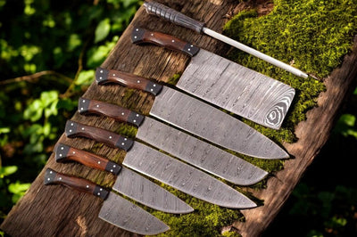 Culinary Masterpiece Damascus Knife Collection: Handcrafted Chef Knives with Elegant Rosewood Handles - Korvel