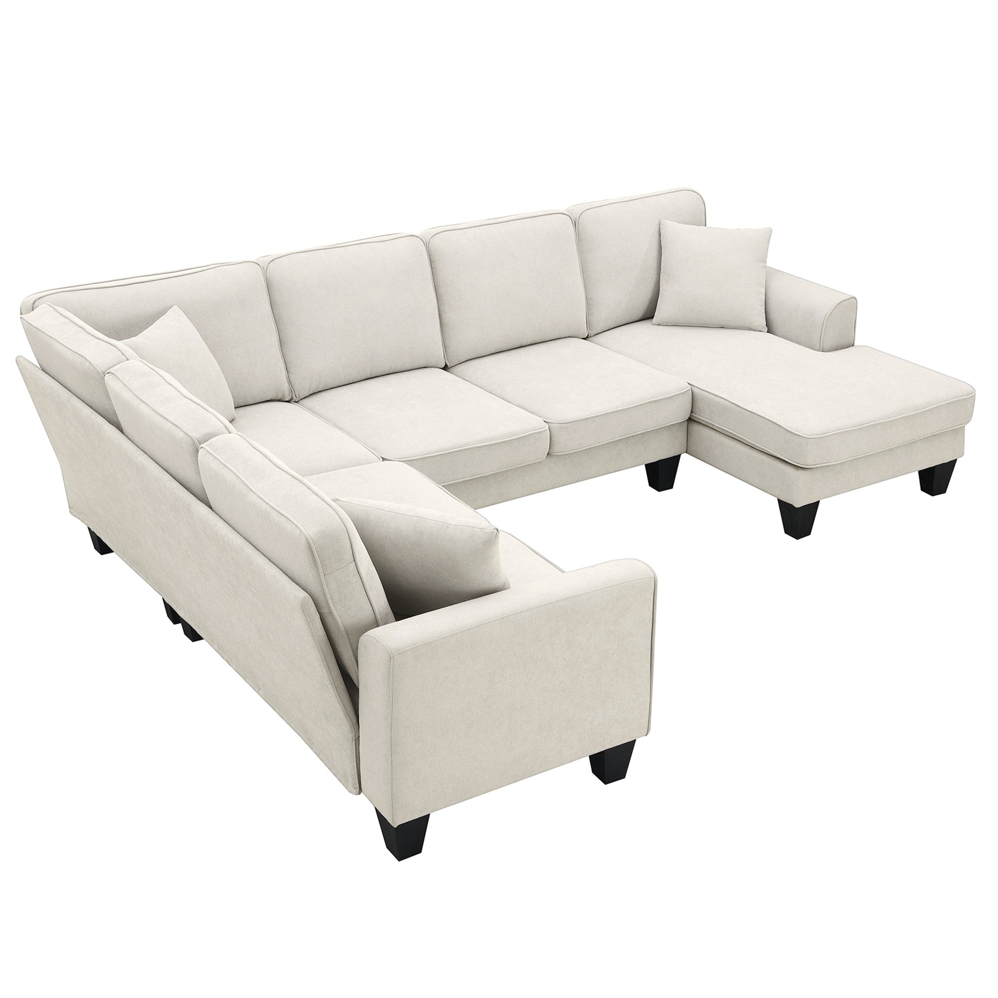 [VIDEO provided] [New] 108*85.5" Modern U Shape Sectional Sofa 7 Seat Fabric Sectional Sofa Set - Korvel