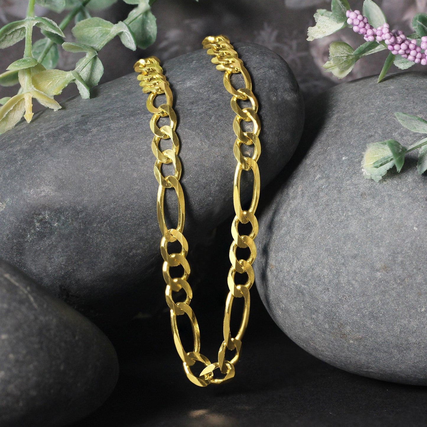 10K Yellow Gold Solid Figaro Chain - 5.30 mm