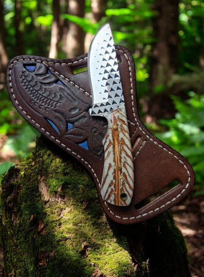 Handcrafted Ranch Cowboy Knife – 8" Full Tang Rasp Steel Blade with Unique Pine-Cone Handle - Korvel