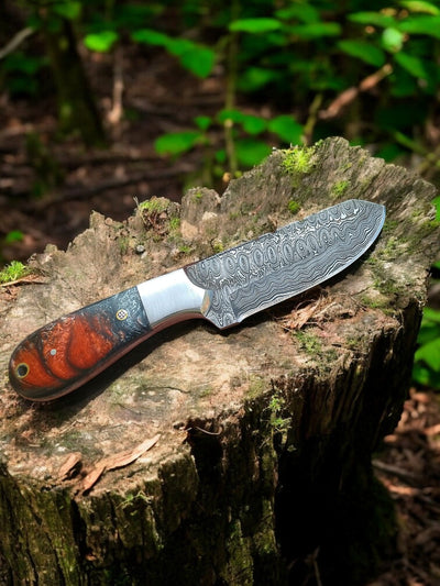 Premium Damascus Steel Hunting Knife with Epoxy Resin Handle - Korvel