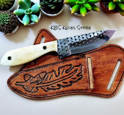 Premium Western Cowboy Knife – 8" Full Tang Rasp Steel with Unique Deer Bone Handle & Leather Sheath - Korvel