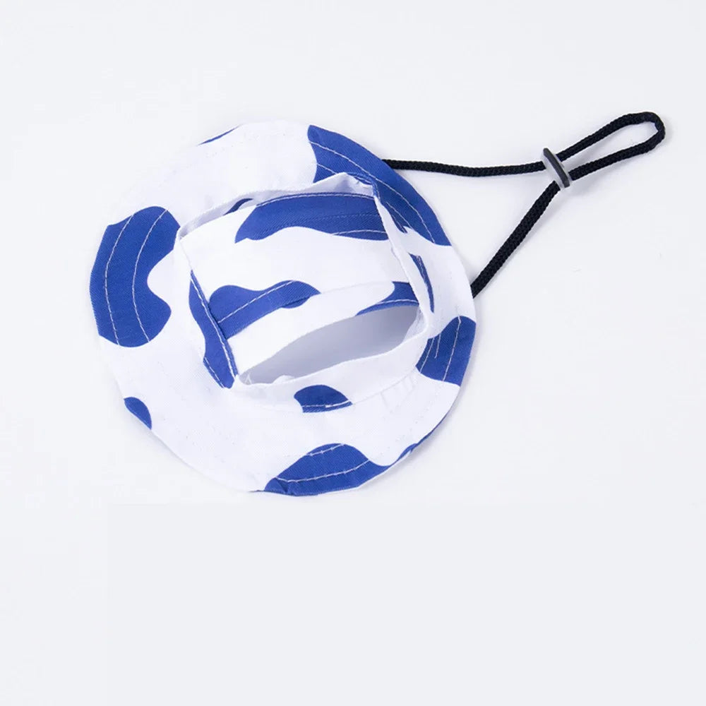 Fashion Dog Hat Adjustable Pet Bucket Hats with Ear Holes Summer Outdoor Round Brim Sun Hat for Samll Dogs Cats Pet Supplies - Korvel