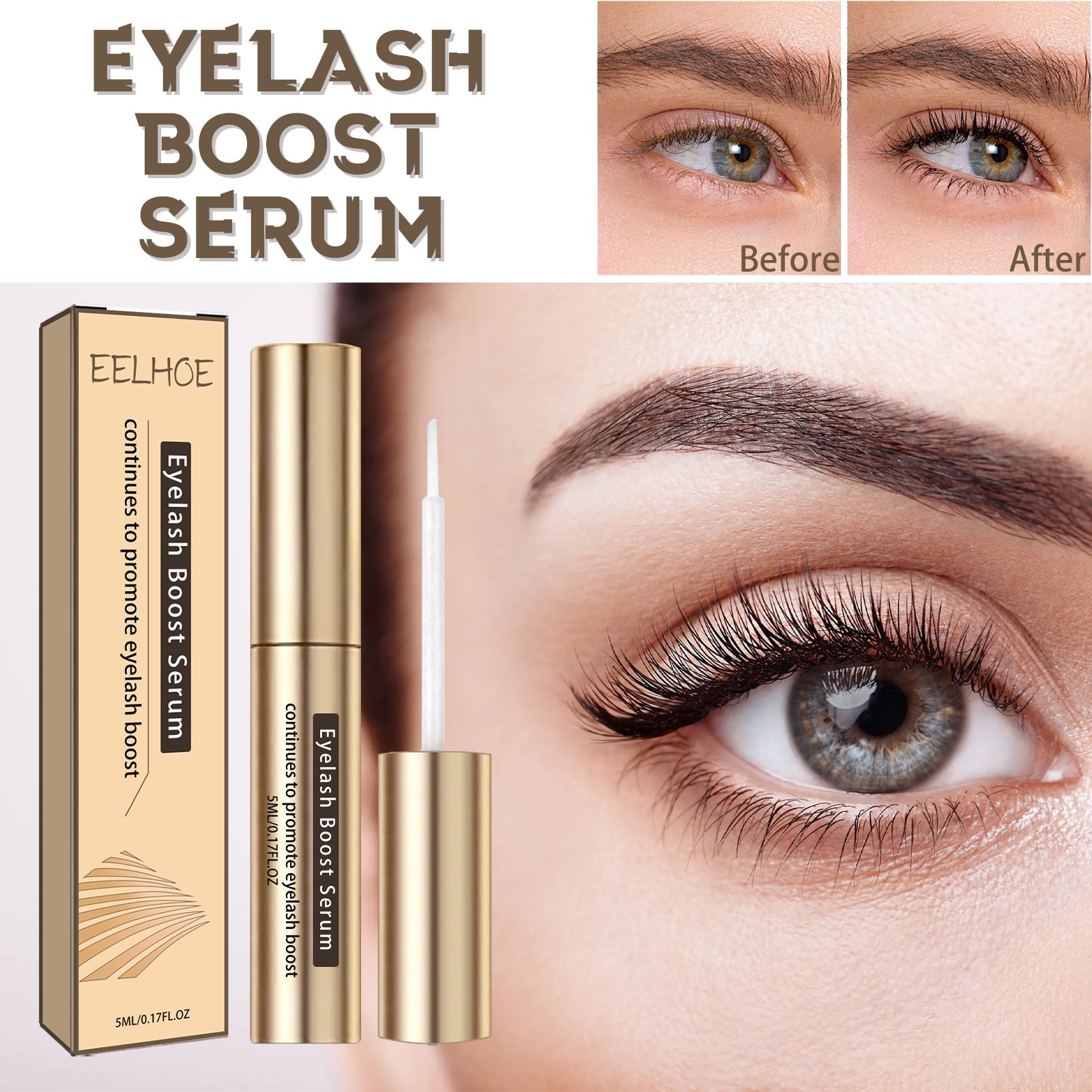 Eyelash Boost Serum, Black Thick Eyelashes Curling Beautiful Slender Long Natural Makeup Not Easy To Stain Mascara - Korvel