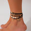 Conjunto de Tobilleras Elegantes de Perlas de Arroz Circulares para Playa - 3 Piezas