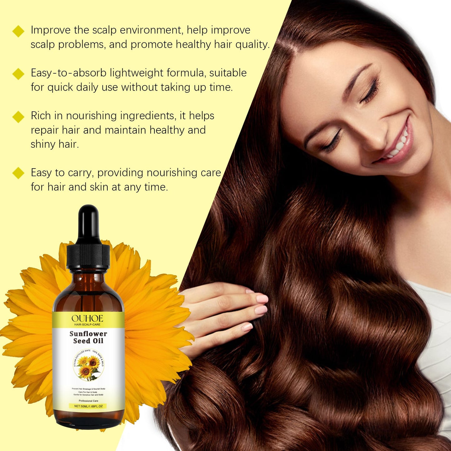 Aceite Esencial para el Cuidado del Cabello con Aceite de Girasol Premium