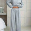 Plus Size Boat Neck Crop Top & Wide Leg Pants Set