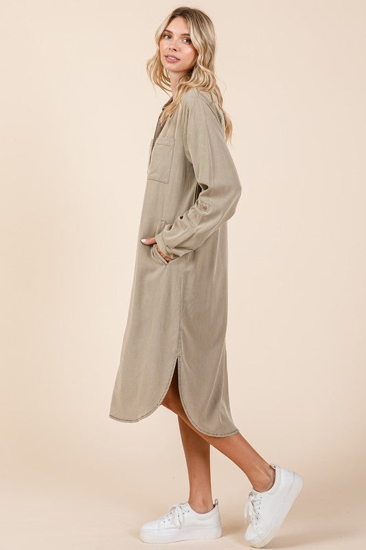 Sophisticated Button Down Long Sleeve Shirt Dress for Women – A Timeless Essential for Every Occasion - Korvel