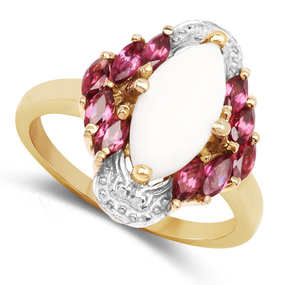 Bague en argent sterling avec opale et rhodolite de 1,90 carat