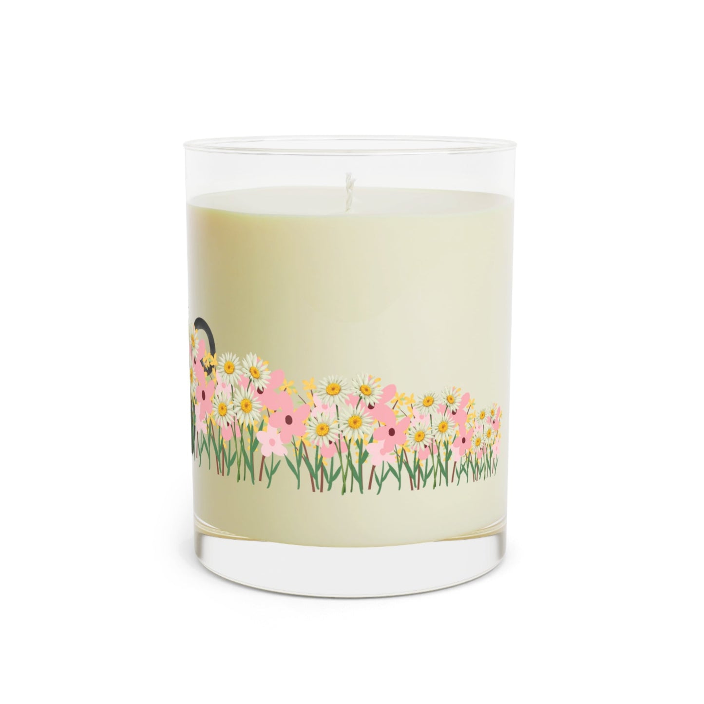Floral Cat Glass Candle – Cozy Cat Lover Decor