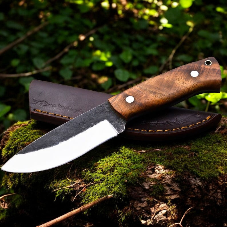 Premium Handmade Hunting Knife – 4.5" 1095 Steel Blade with Elegant Rosewood Handle - Korvel