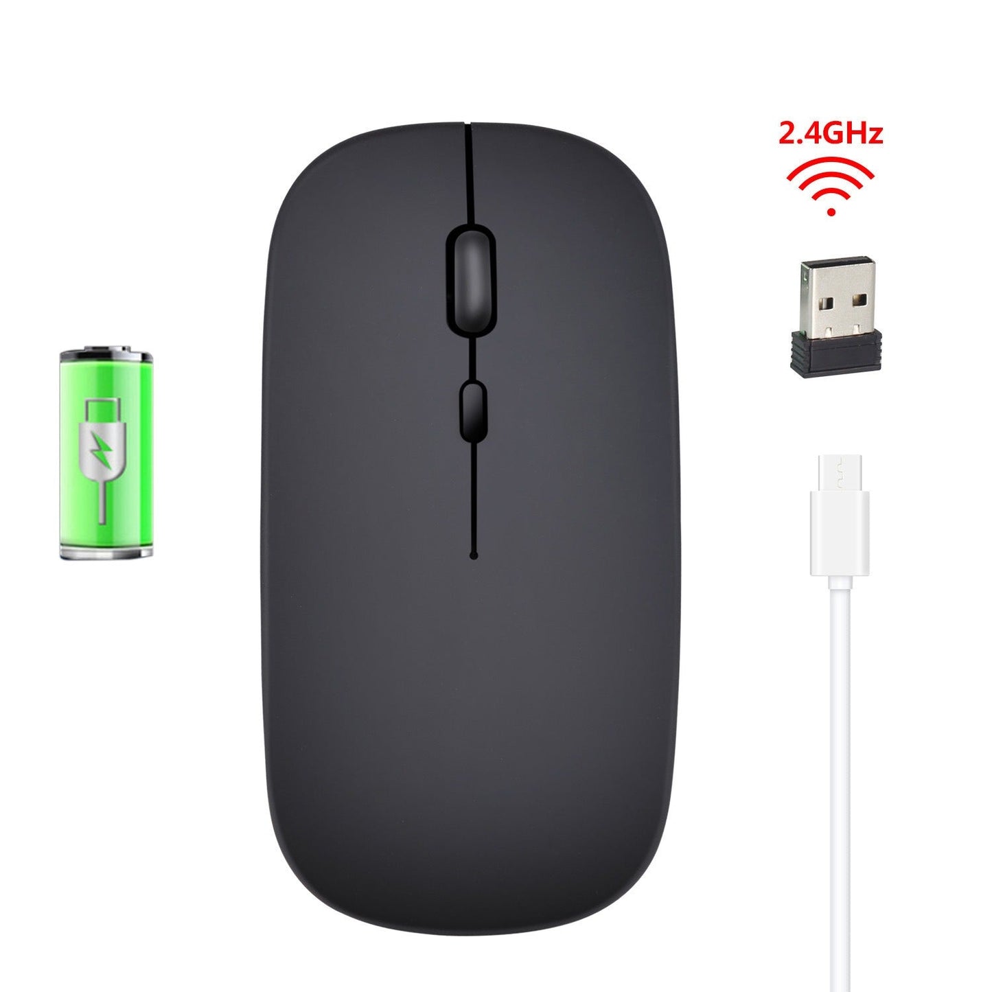 Rechargeable wireless mouse with 2.4G mute and one click return to desktop office mouse with built-in lithium battery - Korvel