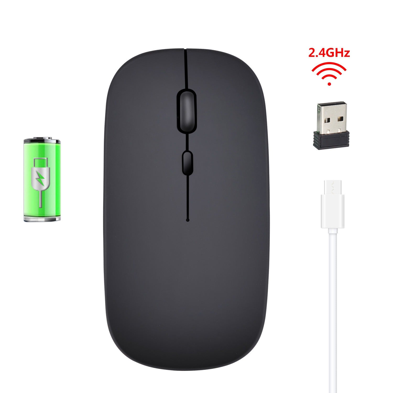 Rechargeable wireless mouse with 2.4G mute and one click return to desktop office mouse with built-in lithium battery - Korvel