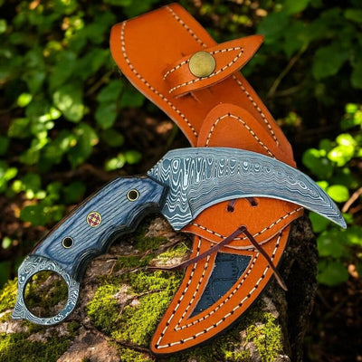 Exquisite Tiger Claw Tactical Knife: Damascus Steel & Luxurious Wood Handle - Korvel