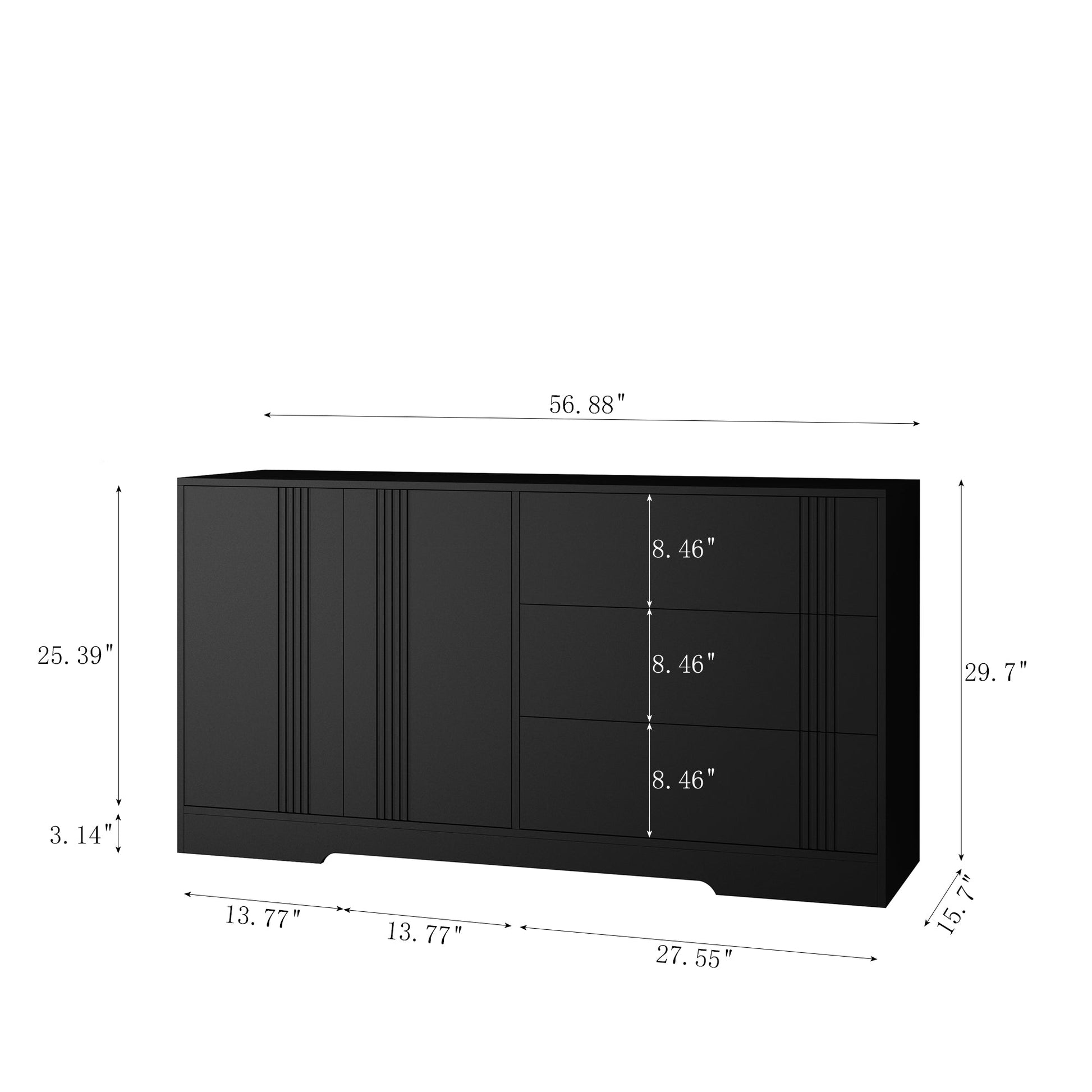 Modern kitchen buffet lockers with storage space, drawers and doors, and a large coffee bar with adjustable kitchen shelves - Korvel