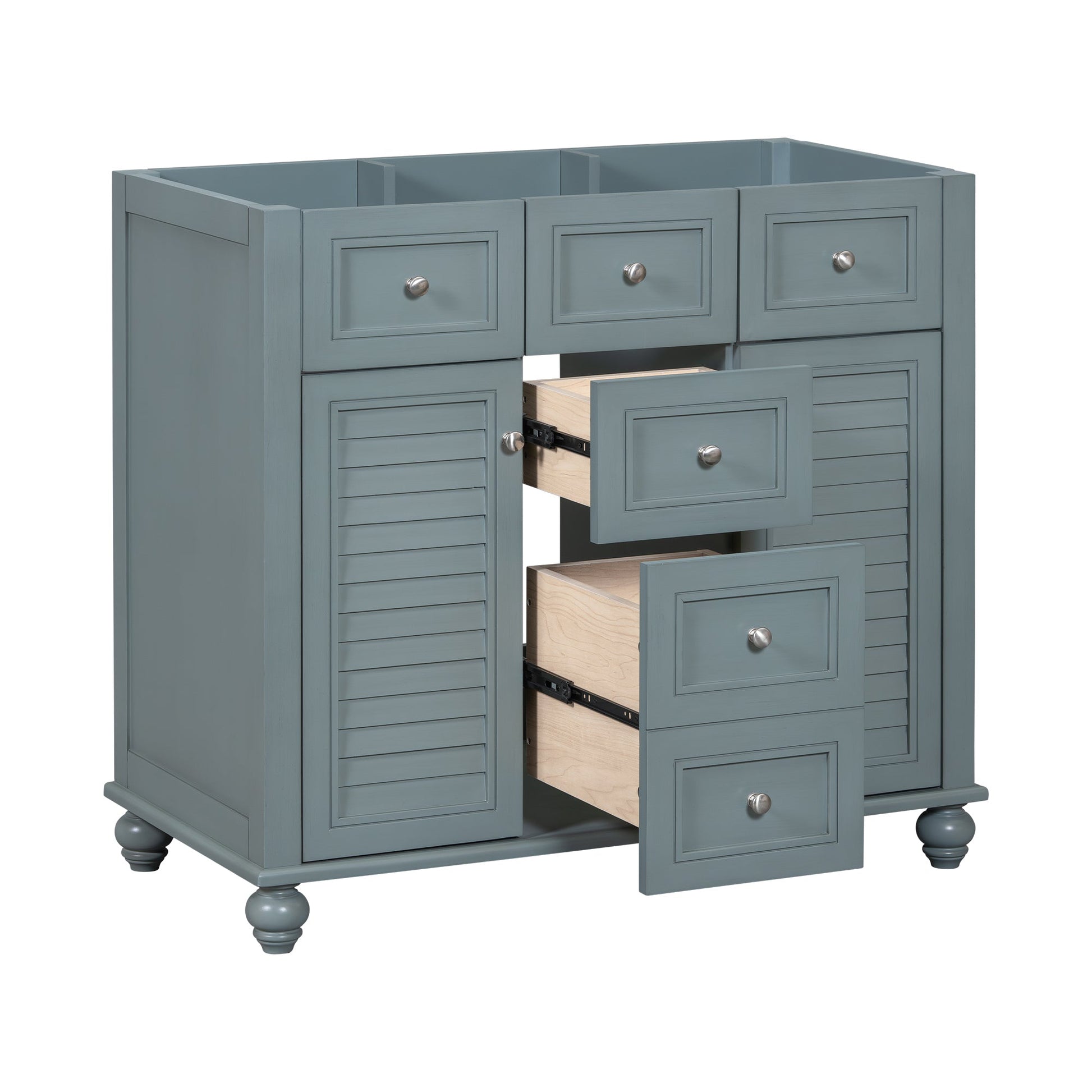 36 "No sink, with 2 drawers and soft closing door, independent makeup rack, bathroom cabinet, blue (excluding sink) - Korvel