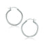 14k White Gold Polished Hoop Earrings - 25 mm