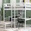 Convertible Loft Bed with L-Shape Desk, Twin Bunk Bed with Shelves and Ladder White - Korvel