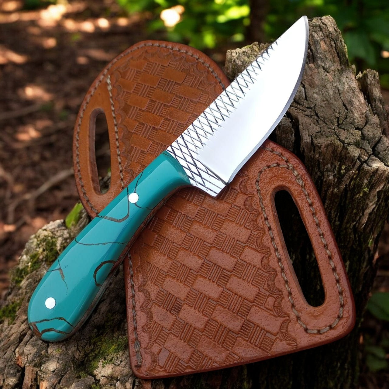 Rugged Ranch Cowboy Knife – 8" Full Tang Tool Steel Blade with Unique Epoxy Handle - Korvel