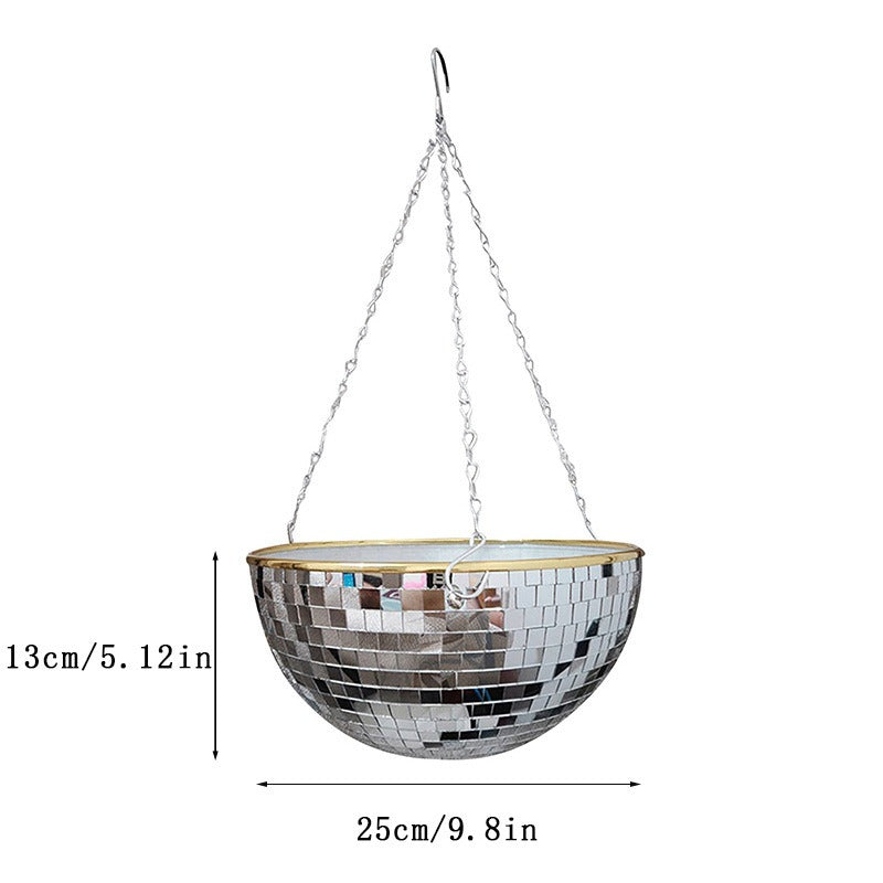 Hanging mirror shaped plastic flower pots gardening baskets disco flower pots - Korvel
