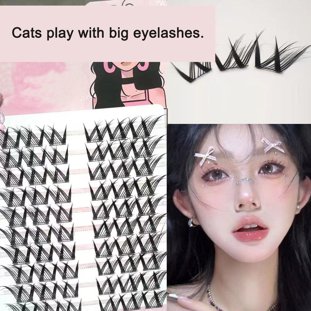 Sunflower Comics Pure Desire Eyelash Simulation Natural Thickening Large Segmented Trilogy False Eyelash Laziness - Korvel