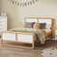 Modern Style Queen Size Solid Wood Platform Bed for Kids, Teens, Adults, No Need Box Spring, Walnut and White - Korvel