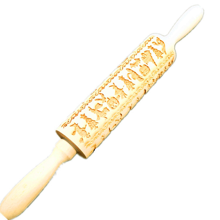 Wooden Rolling Pin Beechwood Laser Engraved Printed Rolling Pin Embossing Rolling Pin Christmas Flip Sugar Cookie Rolling Pin - Korvel