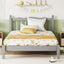 Twin Bed with Column-Decoration Headboard, with Bed Slats,Grey - Korvel