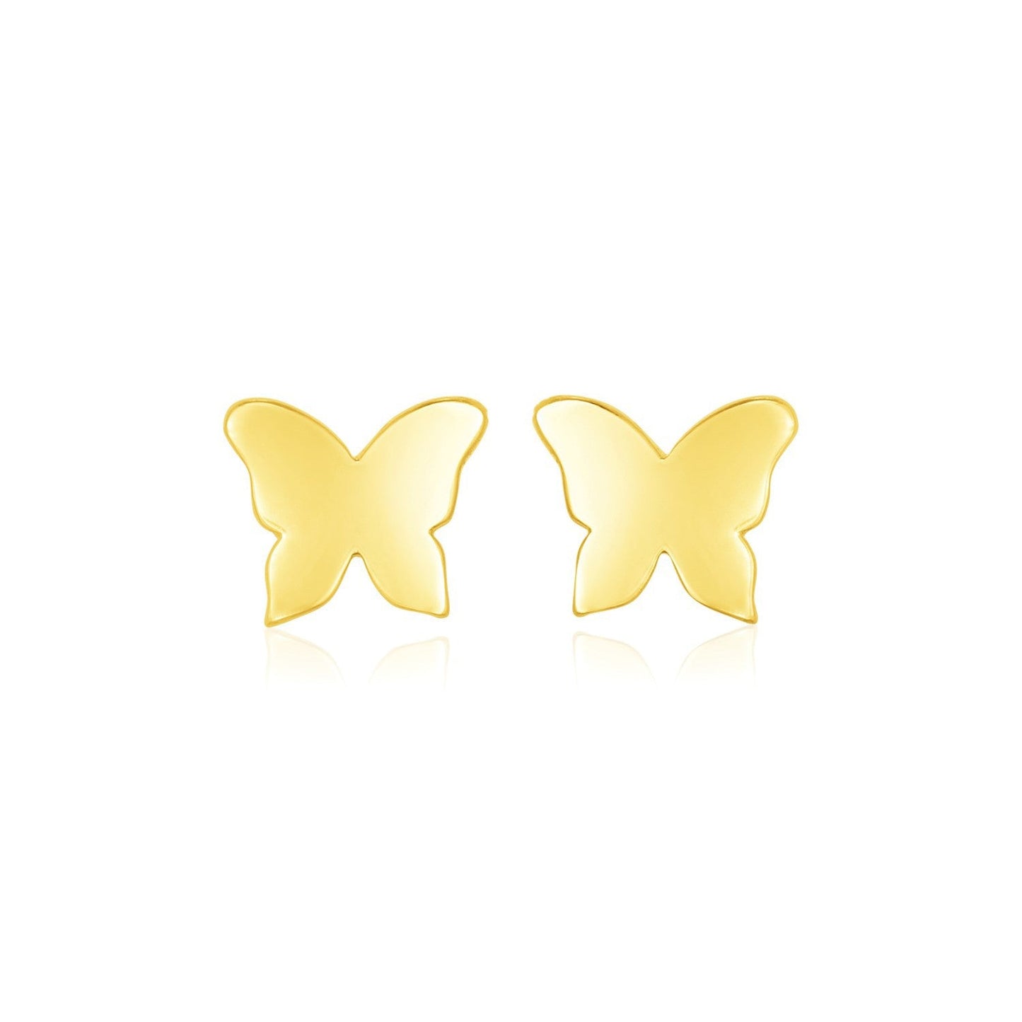 Boucles d'oreilles en or jaune 14 carats poli en forme de papillon