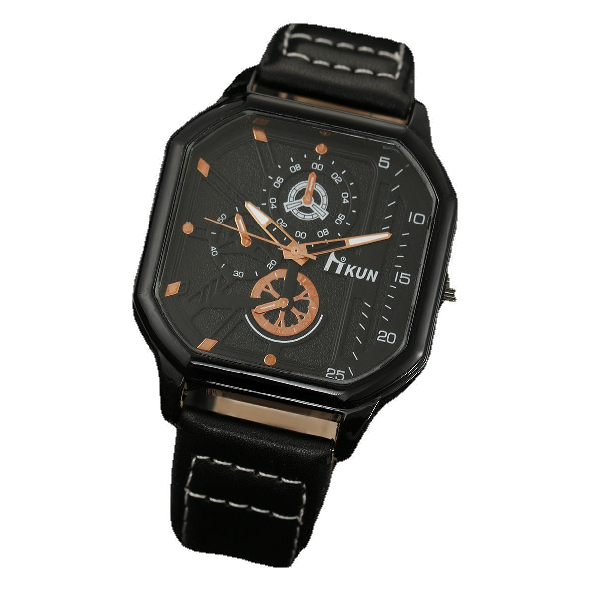 Fashion New Double Layer Square Shell Belt Casual Men's Sports Bracelet Set Quartz Watch - Korvel