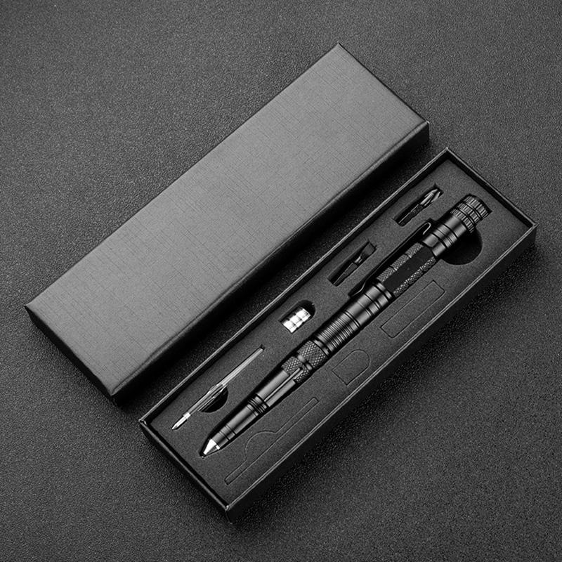 Multifunctional Tactical Pen Flashlight Defense Pen Broken Window Hammer EDC Outdoor Supplies Self-Defense Survival Tools Aluminum Alloy - Korvel