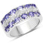 Bague en argent sterling avec tanzanite et topaze blanche de 2,05 carats