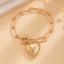 Ins Simple and Versatile Big Peach Heart Bracelet Personalized Heart shaped Iron Chain Bracelet for Women - Korvel