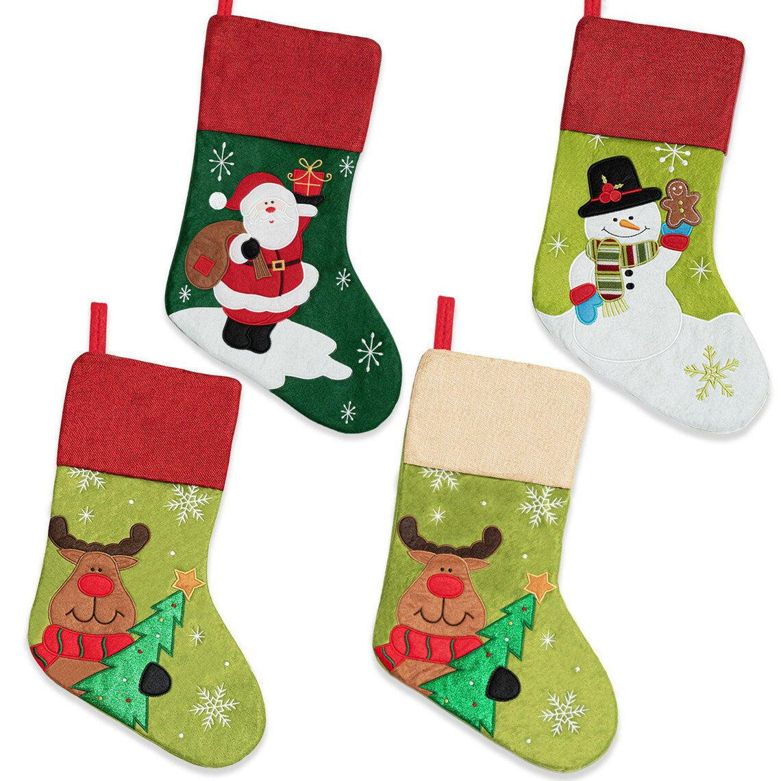 Christmas Socks Gift Bag Linen Santa Claus Embroidery Christmas Socks Christmas Gifts Christmas Pendants - Korvel
