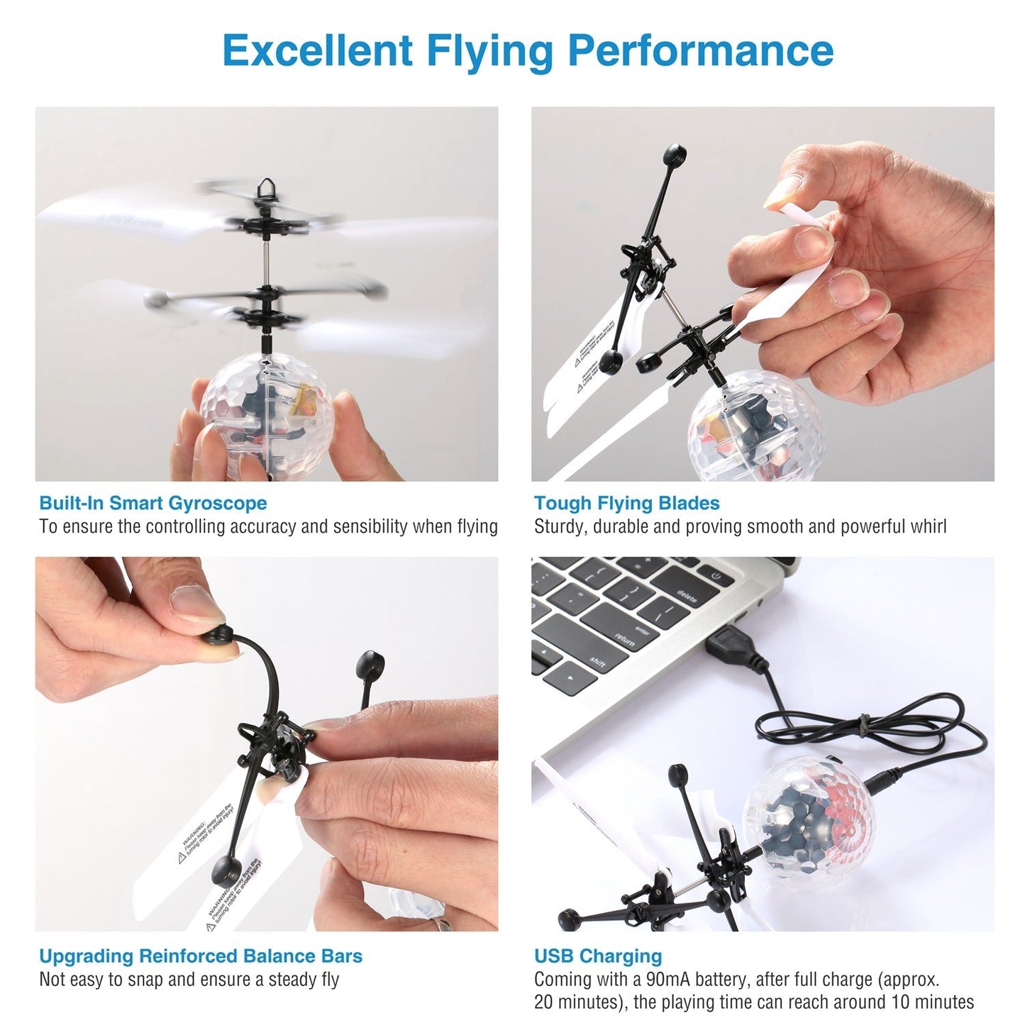 Drone à balle volante à induction infrarouge avec lumières LED