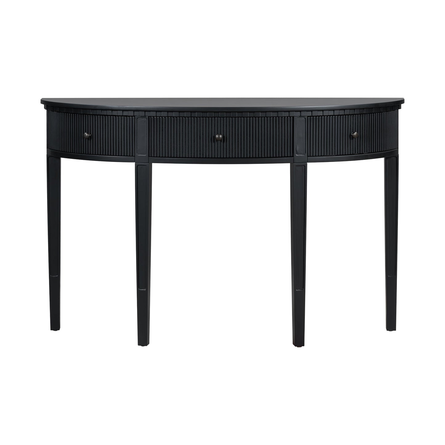 U-Style Distinctive Features of Pine Veneer Console Table with Vertical Stripe Drawer Fronts and Four Legs - Korvel
