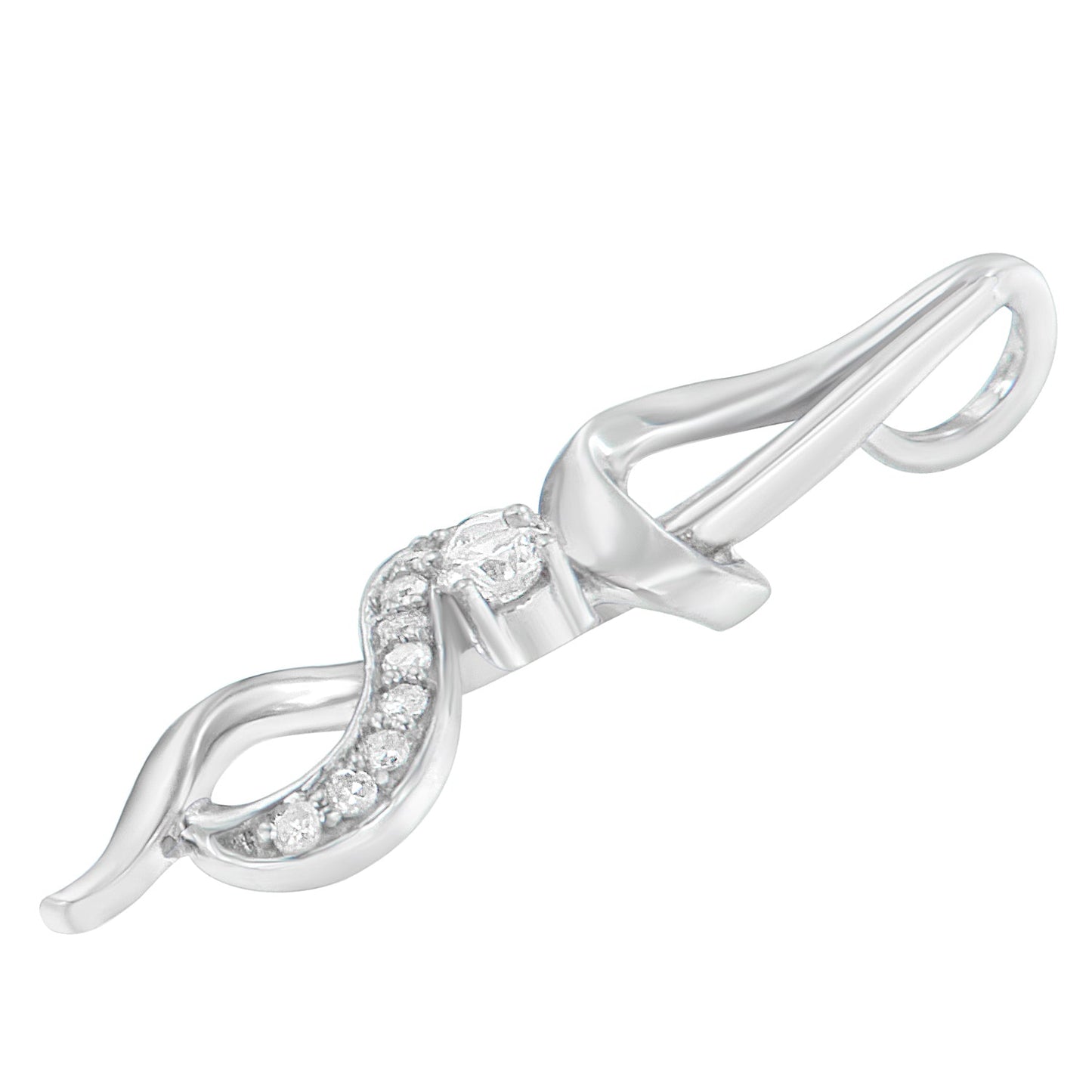 Espira 10K White Gold Diamond Swirl Pendant Necklace
